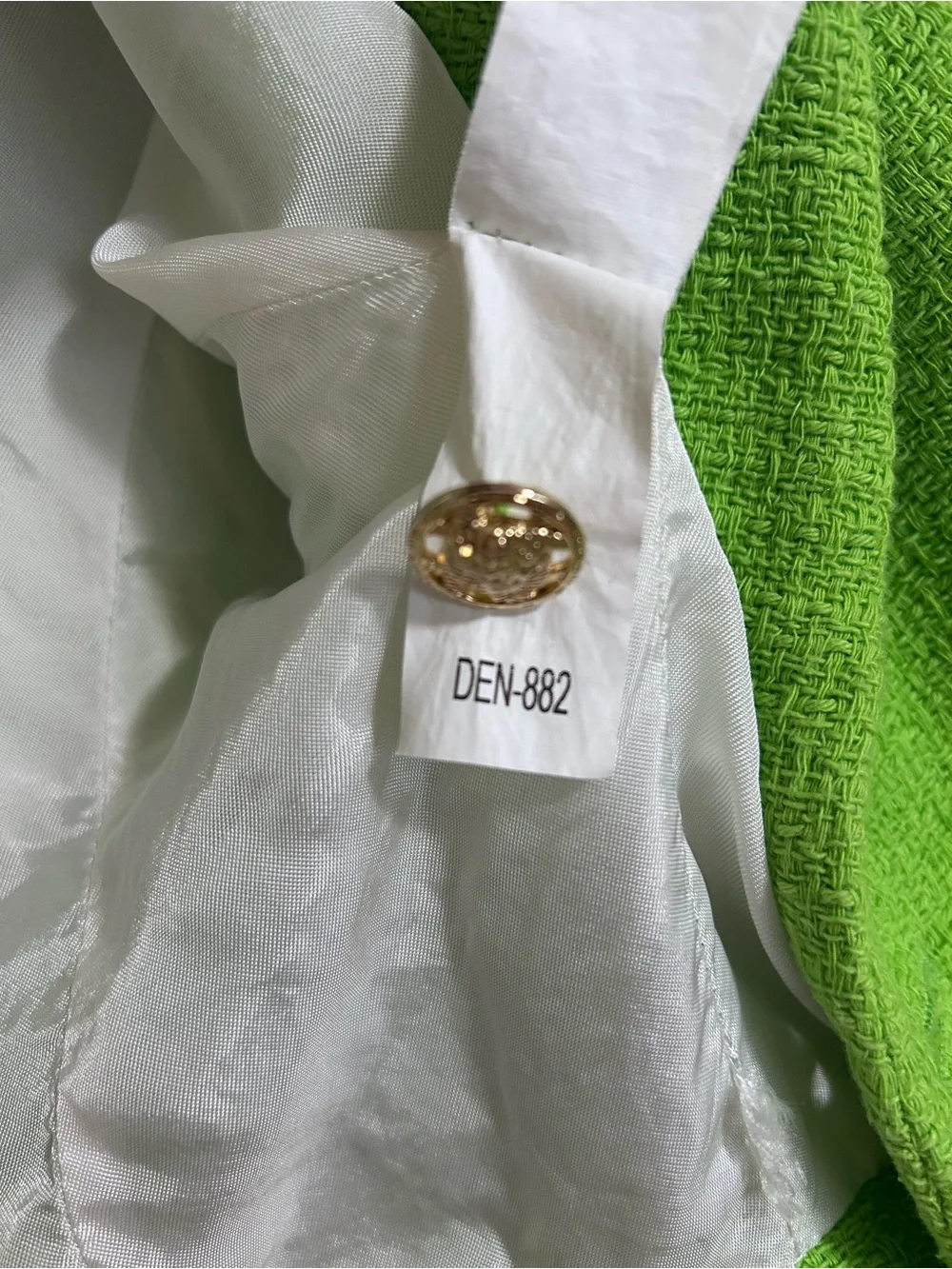 Zara Textured Crop Neon Green Blazer Jacket Size Large - Picture 8 of 15